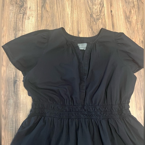 Anthropologie Somerset Mini Dres Black Cotton Tiered Smocked Waist Plus Size 3X - Picture 7 of 16
